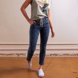 🆕 Jordache Vintage Crystal Lace-Up Jeans